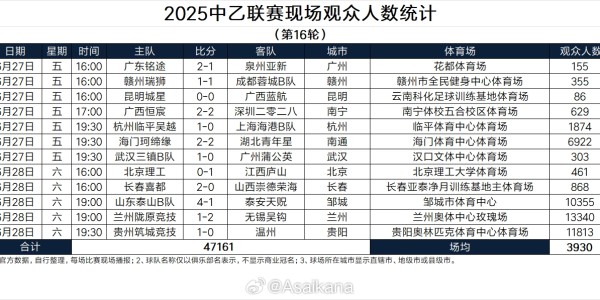 爱游戏中国官网-中乙联赛第16轮上座率统计：三场比赛观众破万，兰州主场13340人领跑